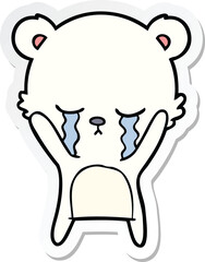 sticker of a crying cartoon polarbear