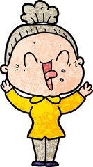 Obraz premium cartoon happy old woman