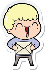 sticker of a cartoon happy man