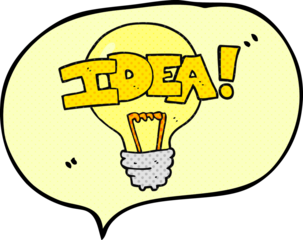 freehand drawn comic book speech bubble cartoon idea light bulb symbol