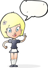 cartoon pretty maid with speech bubble