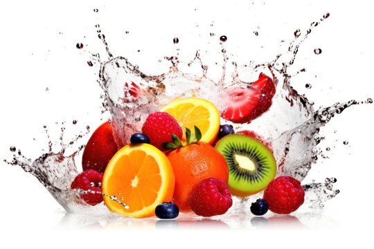 stock photo of mix fruit drop to water with splash Food Photography