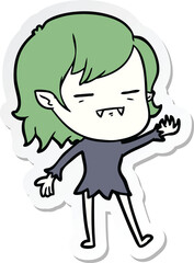 sticker of a cartoon undead vampire girl