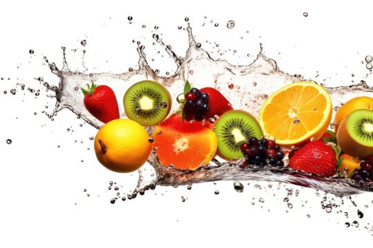 stock photo of mix fruit drop to water with splash Food Photography