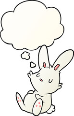 cartoon rabbit sleeping with thought bubble in smooth gradient style