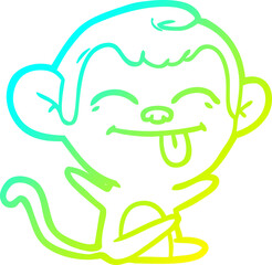 cold gradient line drawing of a funny cartoon monkey