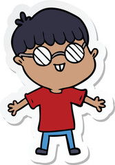 sticker of a cartoon boy wearing spectacles