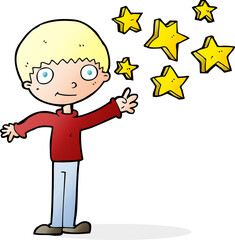 cartoon excited boy
