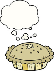 cartoon pie with thought bubble