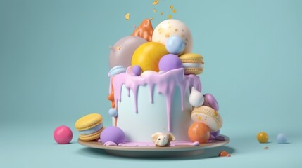 Fototapeta na wymiar Birthday Cakes Generative AI