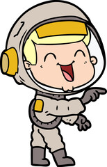 happy cartoon astronaut