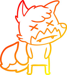 warm gradient line drawing of a cartoon dead fox