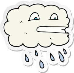 sticker of a cartoon rain cloud