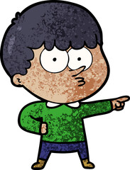 cartoon pointing boy