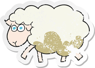 retro distressed sticker of a cartoon muddy sheep