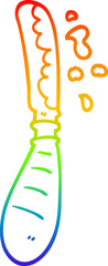 rainbow gradient line drawing of a cartoon jam spreading knife