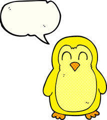 freehand drawn comic book speech bubble cartoon bird