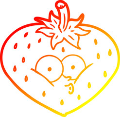 warm gradient line drawing of a cartoon strawberry