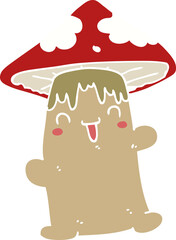 flat color style cartoon mushroom character