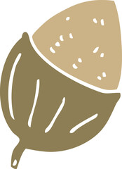 flat color style cartoon acorn