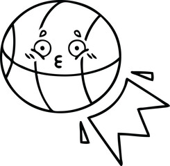 Obraz premium line drawing cartoon of a basketball