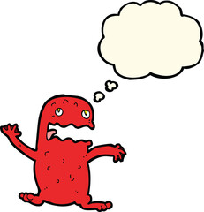 cartoon funny frog with thought bubble