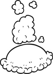 freehand drawn black and white cartoon baked pasty