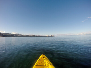 POV shot of the kayak in the Monterey Bay area