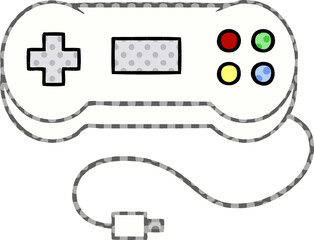 comic book style cartoon of a game controller