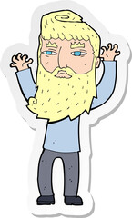 sticker of a cartoon bearded man waving arms