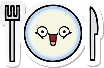 Fototapeta premium sticker of a cute cartoon dinner plate