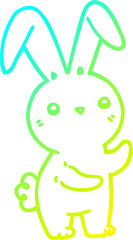 cold gradient line drawing of a cute cartoon rabbit