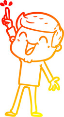 warm gradient line drawing of a cartoon man laughing