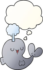 cartoon whale with thought bubble in smooth gradient style
