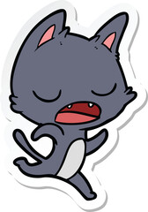 sticker of a talking cat cartoon