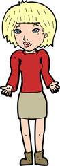 cartoon woman shrugging shoulders