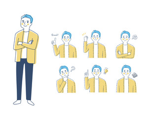 男性の表情　バリーエーションセット