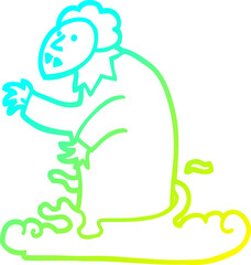 cold gradient line drawing of a cartoon spooky vampire