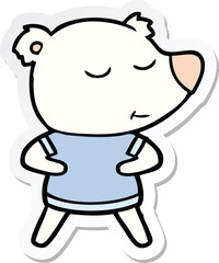 sticker of a happy cartoon polar bear