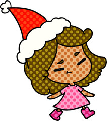 hand drawn christmas cartoon of kawaii girl