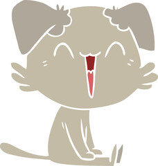 happy little dog flat color style cartoon