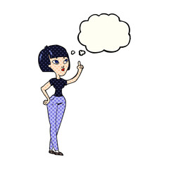 freehand drawn thought bubble cartoon woman asking question