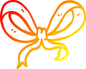 warm gradient line drawing of a cartoon red bow