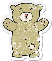 retro distressed sticker of a cartoon teddy bear