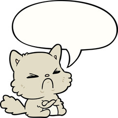 cute cartoon angry cat with speech bubble