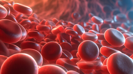 red blood cells flowing through vein