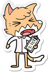 sticker of a angry cartoon fox
