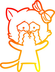 warm gradient line drawing of a cartoon cat