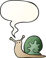 cartoon snail with speech bubble in smooth gradient style
