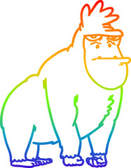 rainbow gradient line drawing of a cartoon gorilla